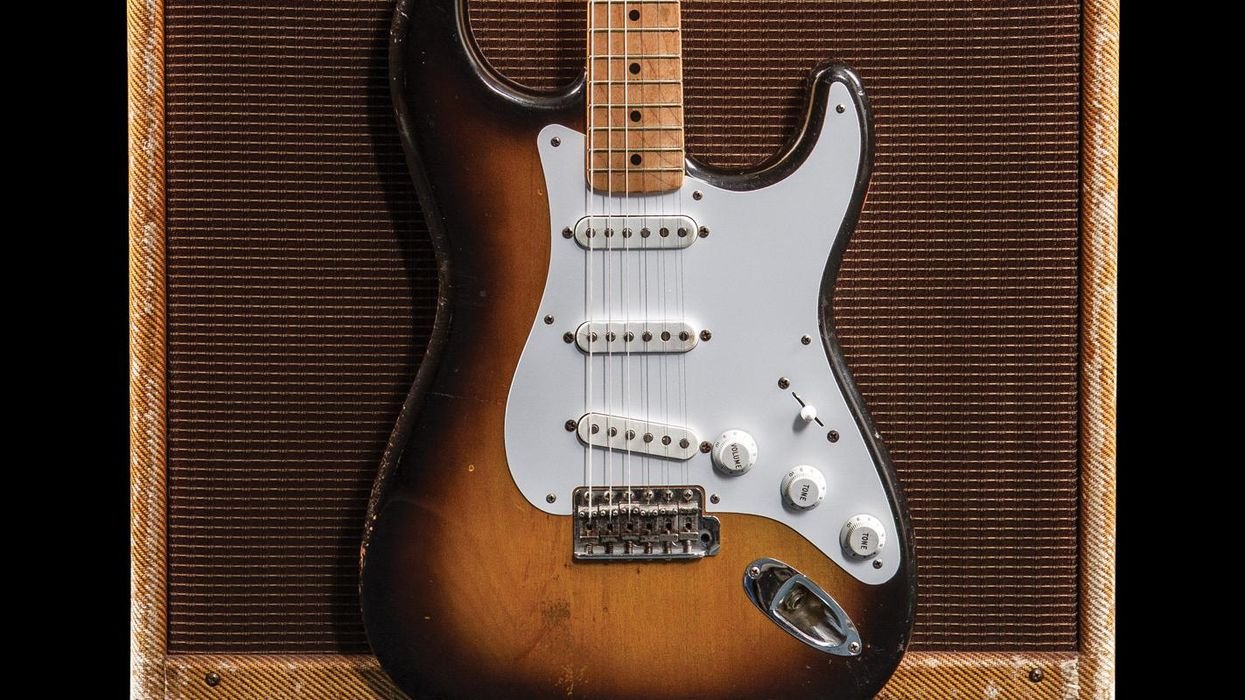 Vintage Fender Stratocaster guitar with sunburst finish